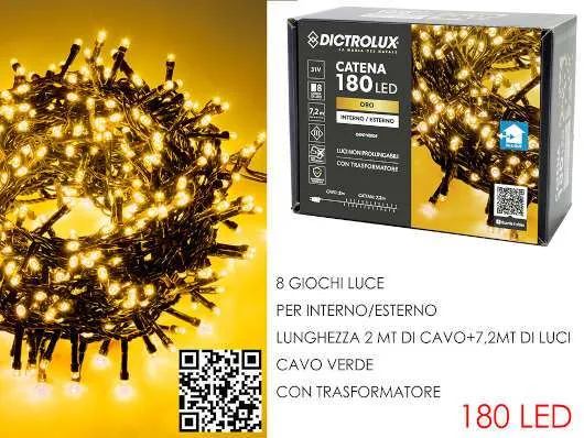 180 LUCI LED ORO PER ESTERNO