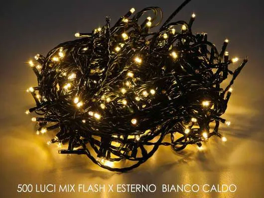 500 LUCI MIX FLASH PER USO ESTERNO BIANCO CALDO