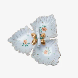 Antipastiera ceramica celeste decorata anni 50